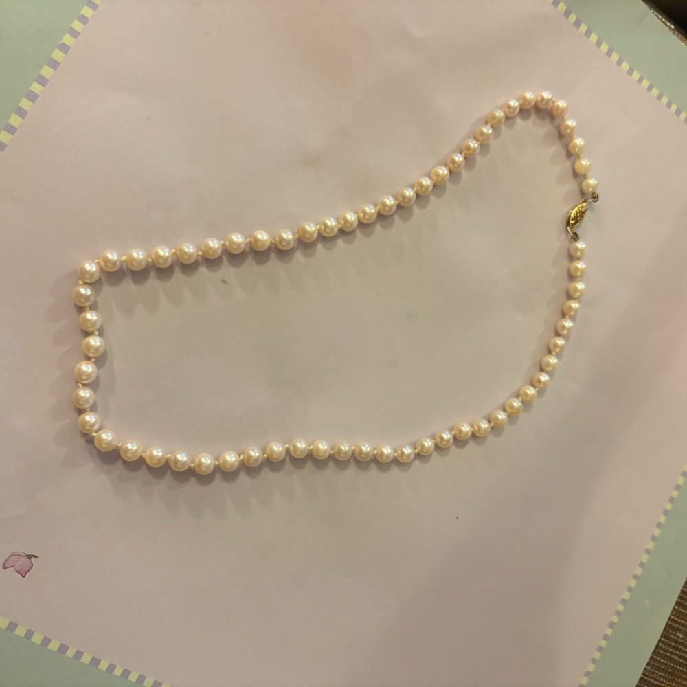 Vintage Elegant Freshwater Cultured Pearl 14k Gold Necklace 18” - Picture 4 of 7